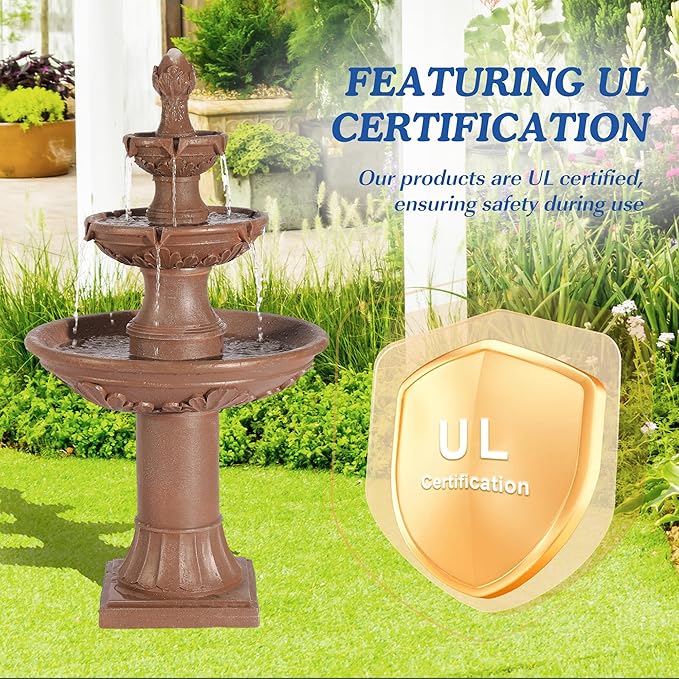 Italian Outdoor Water Fountains Garden Decor - 48.4''H Fountains and Waterfalls Outside, Large Cascading Indoor Floor-Standing Resin Bubbler Fountain Features W/Pump for Patio and Yard