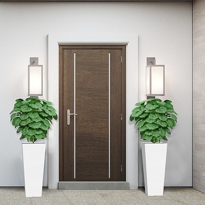 Verel Set of 2 Tall Outdoor Planters - 24 Inch Large Planters with Small Planting Pots – Indoor and Outdoor Rectangular Flower Pots for Front Door, Patio and Deck (White)