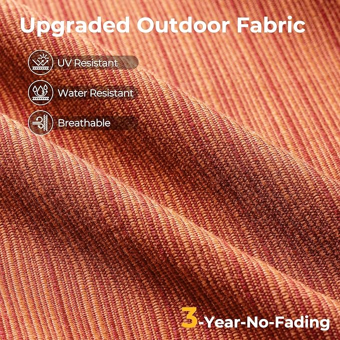 HOOOWOOO Patio Sectional Furniture Set,3 Piece Couch Set with 2 Matching Corner Chairs and 1 Table(Orange Red)