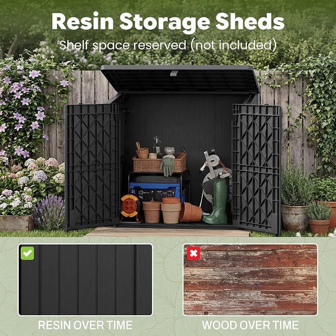 LHBcraft Waterproof Outdoor Storage Cabinet 36 Cu Ft, Portable Horizontal Resin Storage Shed for Backyards, Patios, Waterproof Outdoor Storage Box with Lockable Doors - Image 4
