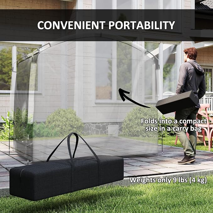 Outsunny Bike Storage Tent, Portable Bicycle Storage Shed, Waterproof Outdoor Bike Cover with 210D Oxford Fabric and Carry Bag for 3-4 Bikes, Lawn Mower, Garden Tools, Dark Gray - Image 6