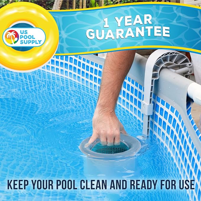 U.S. Pool Supply Pool Skimmer - Above Ground Pool Skimmer, Floating Pool Surface Skimmer, Pool Accessories - Clean Debris Basket, Wall Mount, Attaches to Inflatable Collars, Tubular and Metal Frames - Image 7