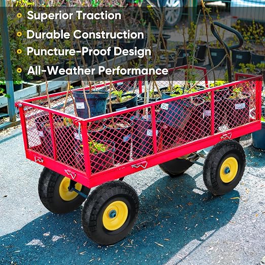 TICONN 4.00-6 Tire and Wheel Flat Free, 2 Pack 13" Solid Tires with 5/8" Axle Bore Hole and Double Sealed Bearings, Perfect for Wheelbarrow, Garden Cart, Wagon, Dolly (Yellow, 2PK) - Image 6