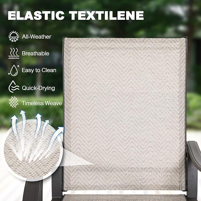 NUU GARDEN Patio Dining Chairs Set of 4, All Weather Textilene Patio Chairs,Powder-Coated Metal Frame Outdoor Patio Bistro Dining Chairs for Lawn Garden Backyard, Beige - Image 8