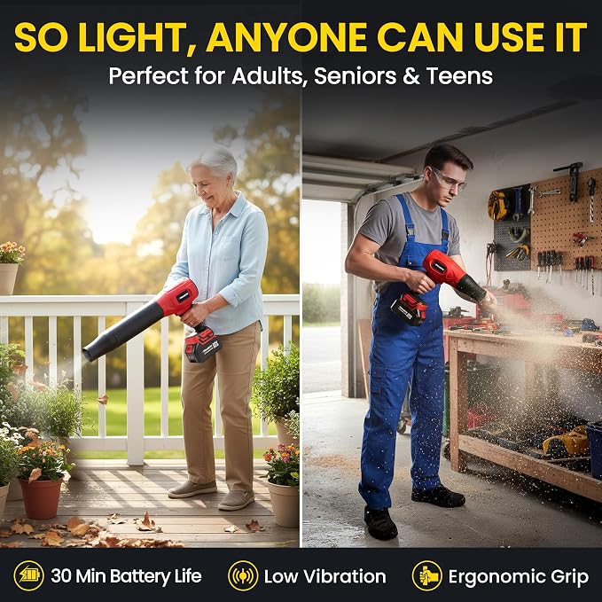 Bullseye Blower – Cordless Leaf Blower, Handheld Turbo Jet with 2 Batteries, 20V 350W Electric Air Power for Patio, Garage Cleaning and Car Drying – As Seen on TV - Image 4