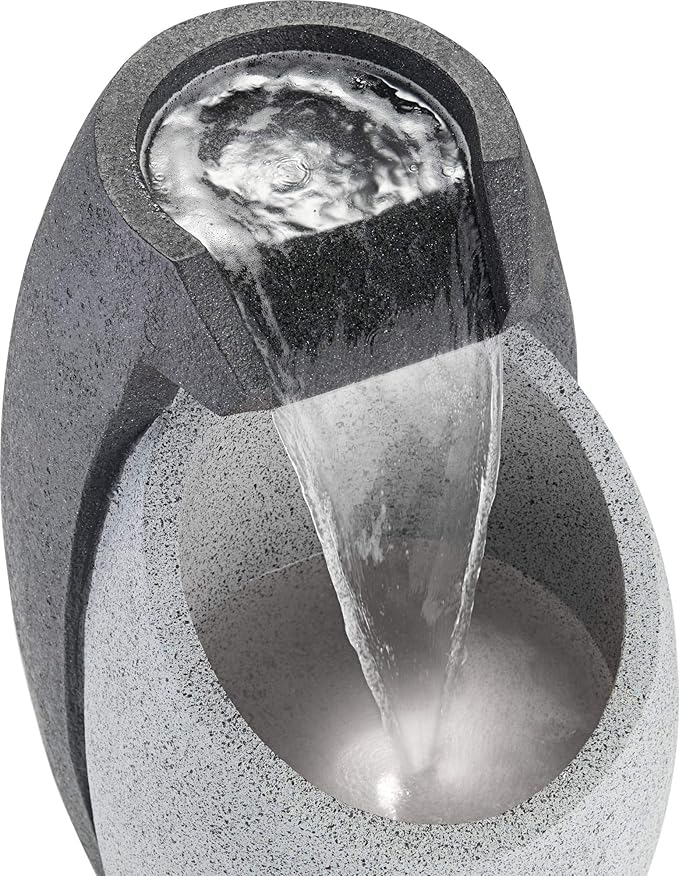 Waterfall 25" High Large Modern Indoor Outdoor Decor Faux Stone Floor Fountain with Light LED Pot Standing Water Feature for Outside Garden Patio Yard Backyard Porch Deck Relaxation - John Timberland