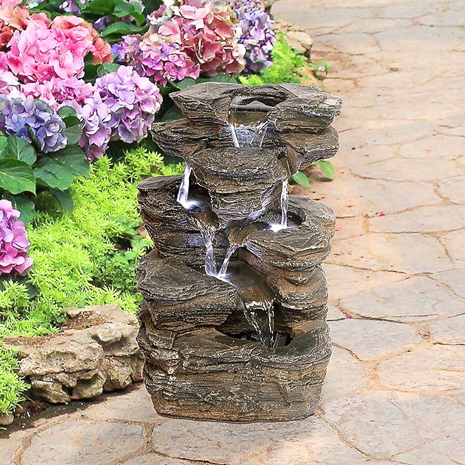 Design Toscano Devil's Thumb Falls Illuminated Garden Fountain, Full Color , 10 x 13 x 17.5 inches