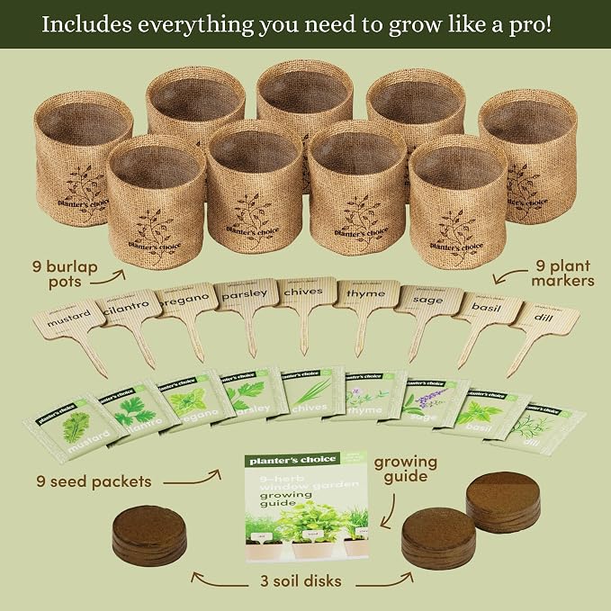 Planters' Choice 9 Herb Indoor Window Garden Kit - Mothers Day Gifts - House Plants Seeds - Best Unique Gift Ideas for Women, Mom, Friend, Her, Birthday, Housewarming, Mother - Live Plant Starter - Image 4