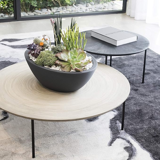 Crescent Garden Delano Oval Planter Bowl, Succulent Garden, Unique Indoor/Outdoor Double-Walled Plant Bowl with Plug- Oval Shape - 24" L x 17" W x 8" H (Old Bronze)