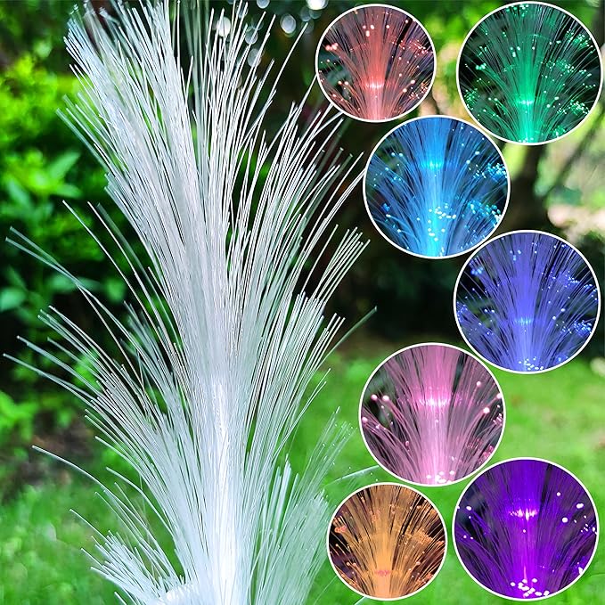 Solar Dog Statues Garden Decor with LED Lights -Resin Dogs Figurines Lights and Colour Changing Fiber Optical Light, Outdoor Decorations for Patio Yard Lawn Ornaments-Gifts for Housewarming