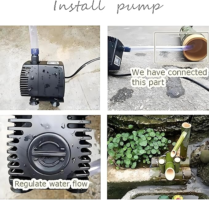 Powered Bamboo Water Fountain, Fountain Japanese Garden Waterfall Nozzle Outdoor 100% Handmade, Decor，