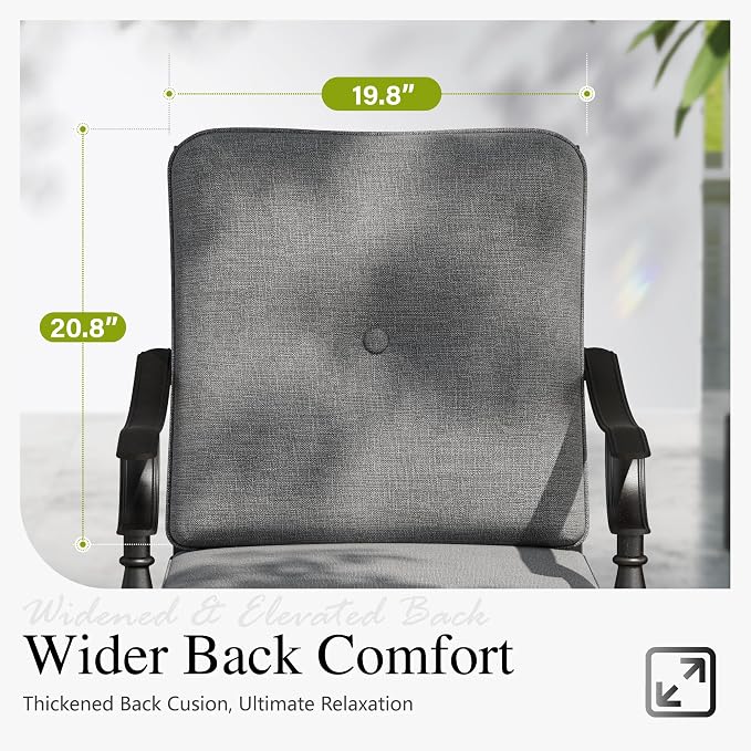 Sophia & William Outdoor Patio Dining Chairs Set of 6, Heavy Duty Outdoor Furniture Chairs with Thickened Cushions, Wrought Iron Deck Chairs for Backyard, Poolside, Balcony and Garden - Image 2