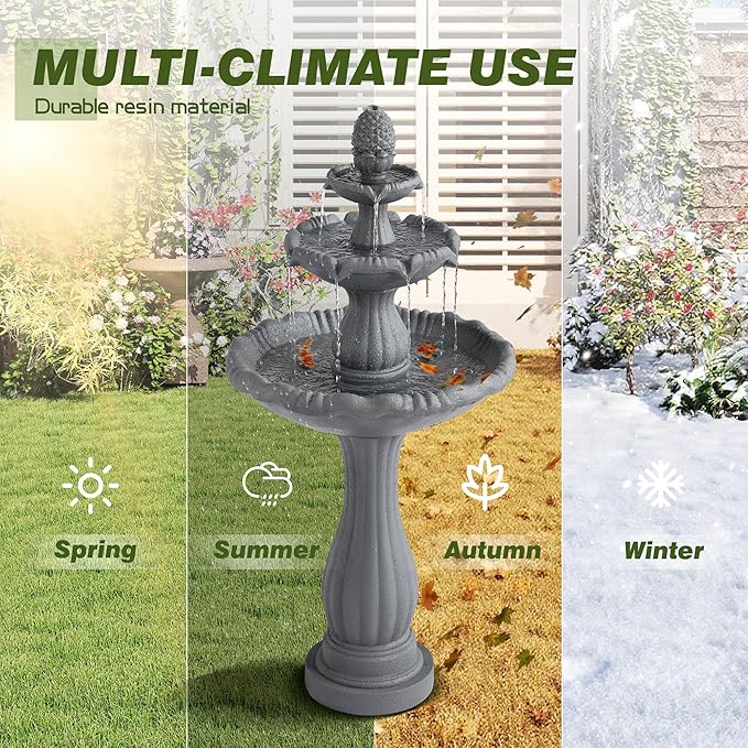 Italian Outdoor Water Fountains - 47.4'H Garden Fountains and Waterfalls Outside, Large Cascading Indoor Floor-Standing Resin Bubbler Fountain Features W/Pump for Patio and Yard Decor
