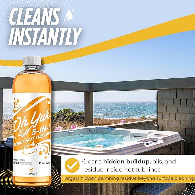 Oh Yuk 5-in-1 Weekly Hot Tub Chemicals – Hot tub Clarifier, Cleaner, Conditioner – Helps Control Water Balance & Combat Buildup – Spa Care Chemicals for All Types Including Inflatable & Portable - Image 4