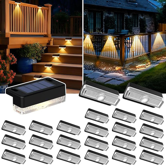 Solar Deck Lights Outdoor 24 Packs, Solar Powered LED Step Lights Waterproof Outdoor for Deck, Stairs, Step, Fence, Wall, Patio, Yard, Pool and Pathway (Warm White)