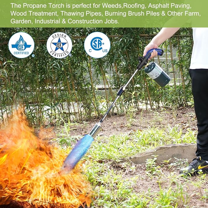 Heavy Duty Propane Weed Burner Torch, 30" Self-Igniting Flame Thrower with Rubber Grip for Garden Weeding, BBQ Lighting, Driveway & Snow Clearing(Fuel Cylinder Not Included) - Image 7