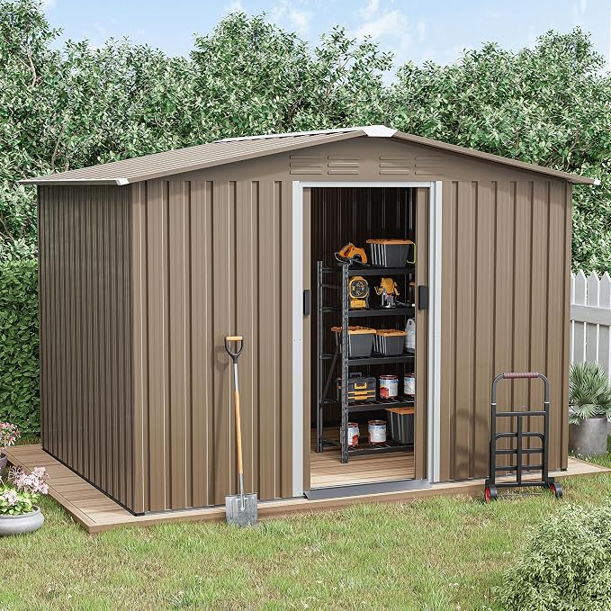 Kurapika Outdoor Storage Shed, 8x6FT Large Metal Tool House with Opening and Lockable Door, for Garden, Patio, Backyard, Lawn by Kurapikafurniture