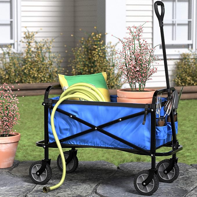 Amazon Basics Collapsible Heavy Duty Utility Wagon for Outdoor Sports, Camping, Garden, and Shopping, Versatile, Easy to Store, 265 Pounds Capacity, 27.6 x 40.9 x 20 inches, Blue - Image 7