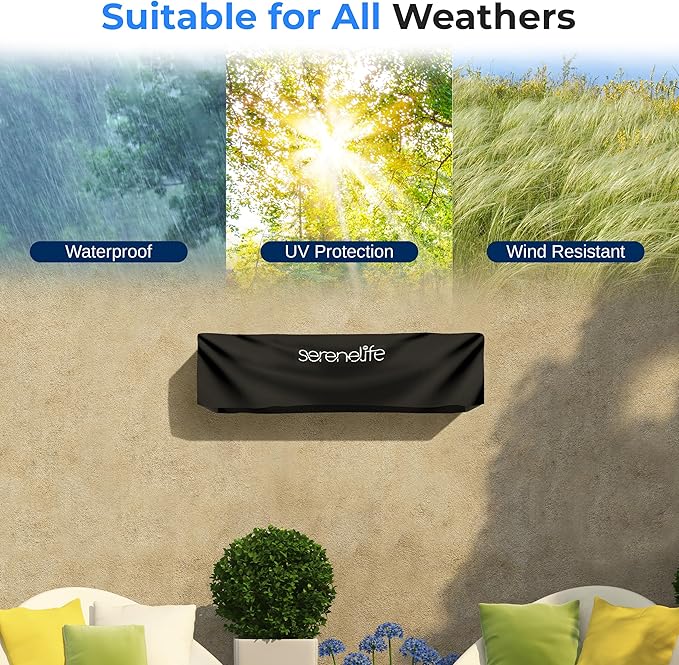 SereneLife Patio Heater Cover for SLOHT28, Heavy Duty, UV & Waterproof, Tearproof, Dustproof, Wind/Sunlight/Snow Resistant (Pack of 2)